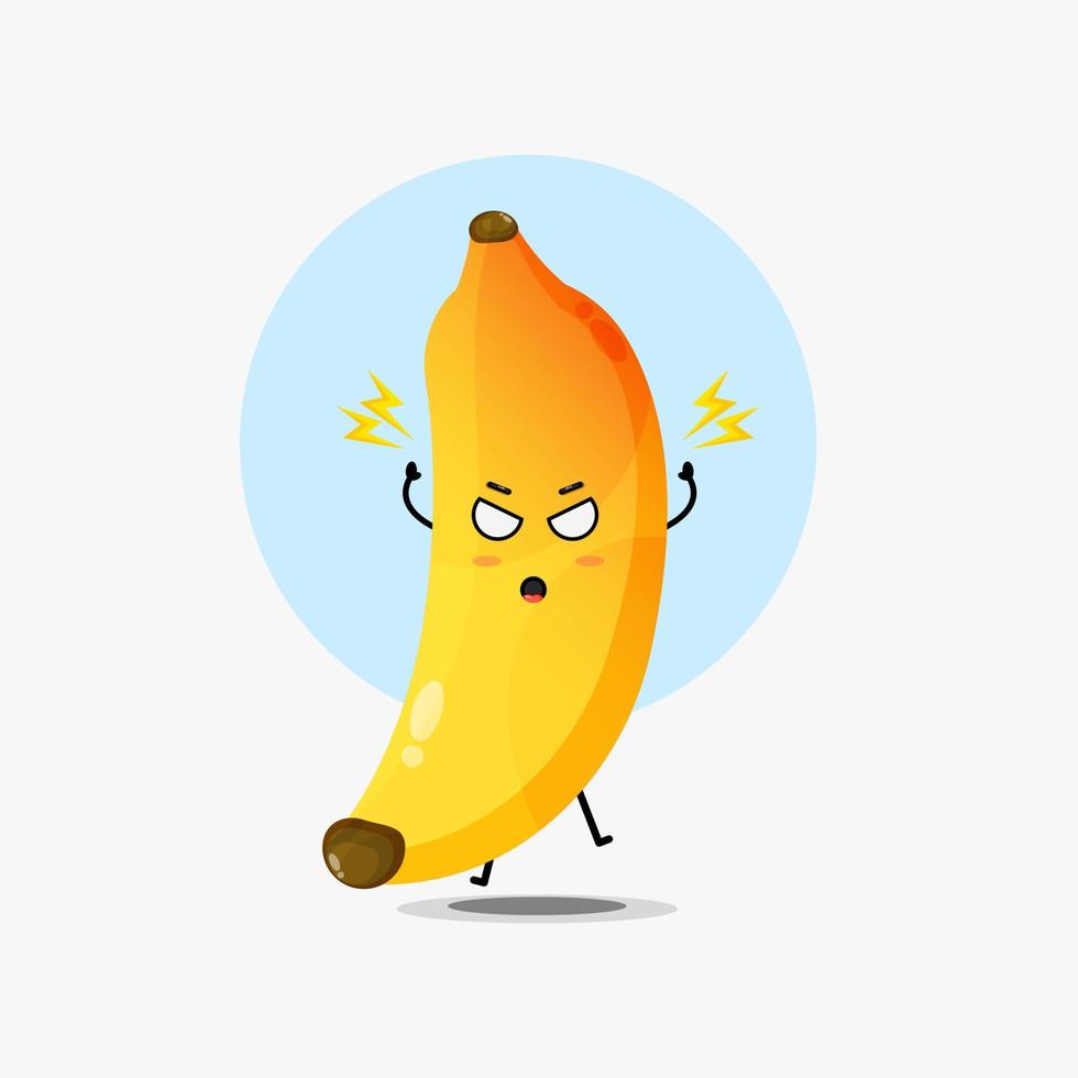 le personnage mignon de banane est en colère vecteur