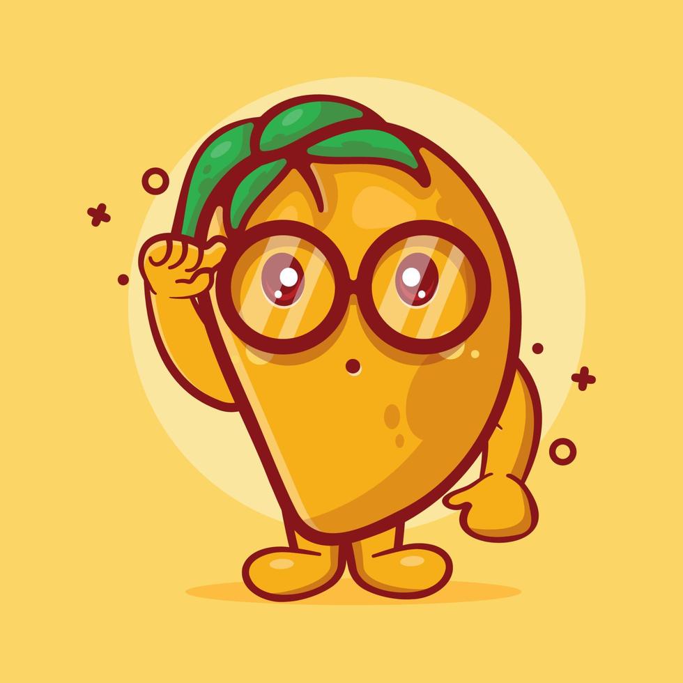 mascotte de personnage de fruit de mangue de génie dessin animé isolé dans un style plat vecteur