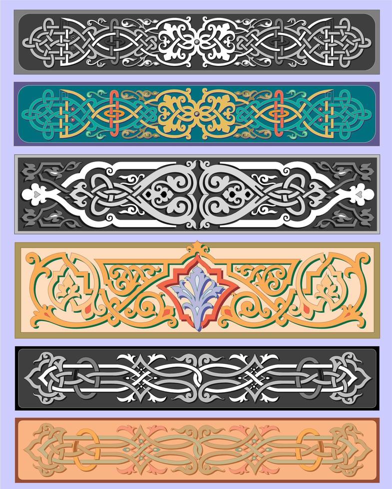 motif d'ornement décoratif symétrique avec des éléments de style calligraphie vecteur