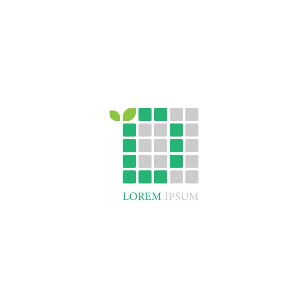 icône du logo lettre d avec des feuilles sur la conception de carrés vecteur