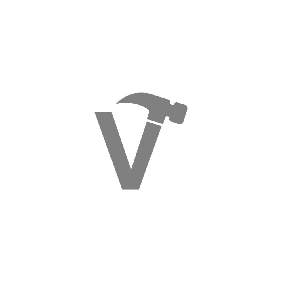 lettre v et marteau icône combinaison création de logo vecteur