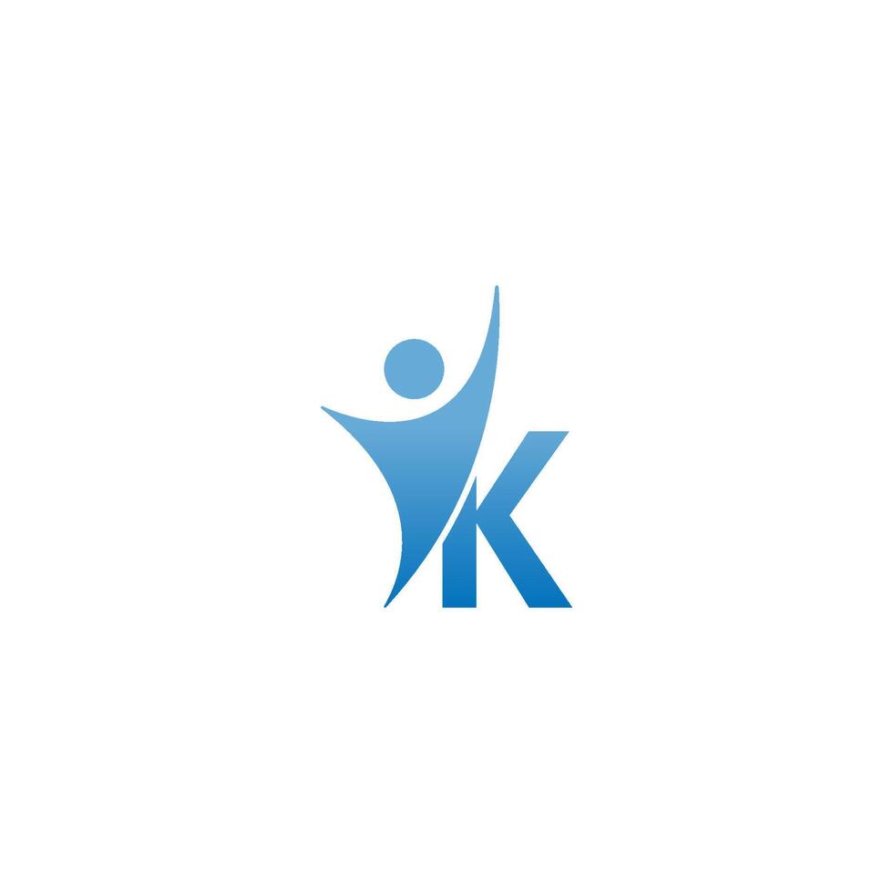 lettre k icône logo avec abstrac succès homme devant, alphabet logo icône design créatif vecteur
