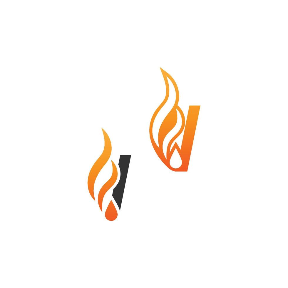 lettre i et vagues de feu, conception de concept d'icône de logo vecteur