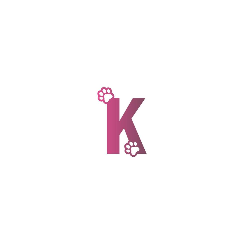 lettre k logo design concept d'empreintes de chien vecteur