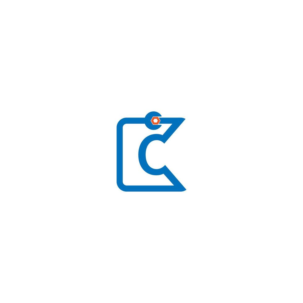 icône du logo lettre c formant une conception de clé et de boulon vecteur
