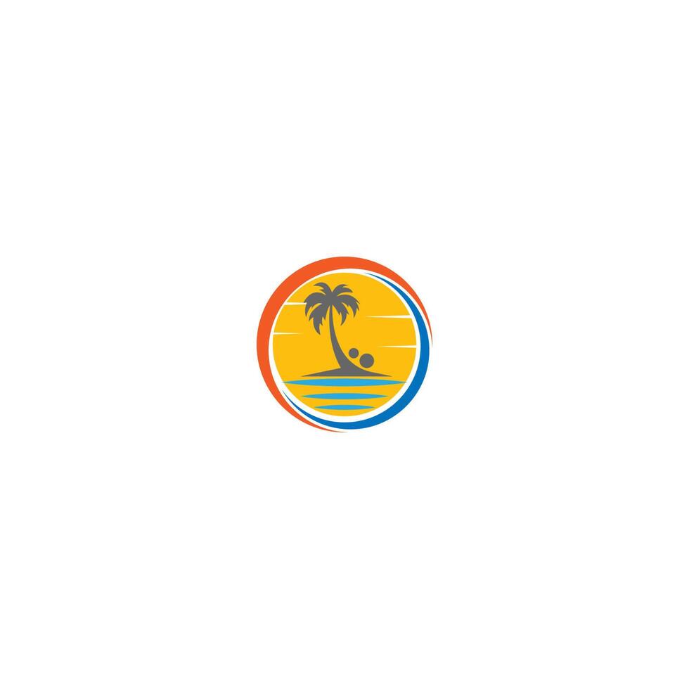 plage de palmiers, concept de logo de vitamine vecteur