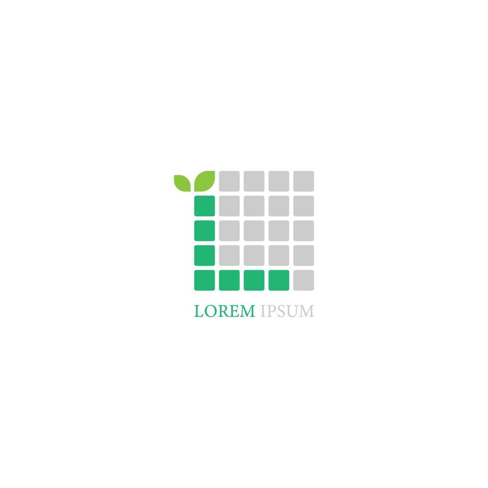 icône du logo lettre l avec des feuilles sur la conception de carrés vecteur