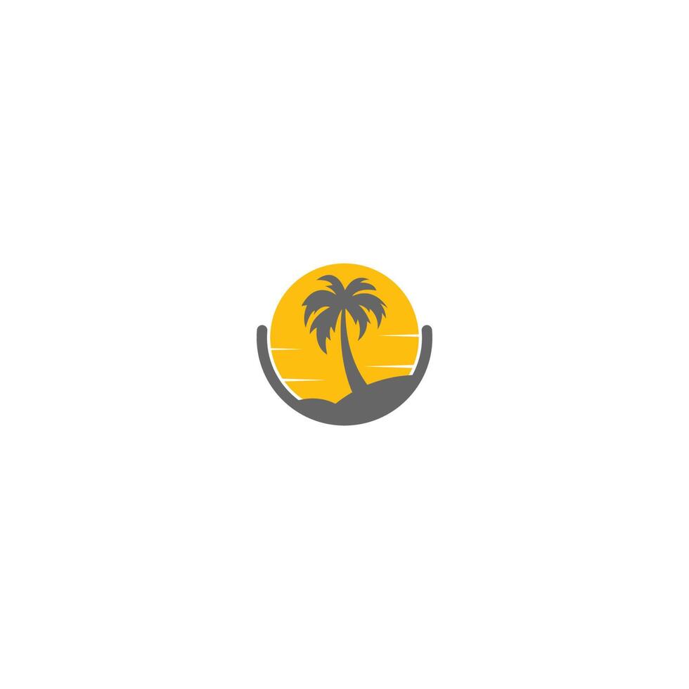 plage de palmiers, concept de logo de vitamine vecteur