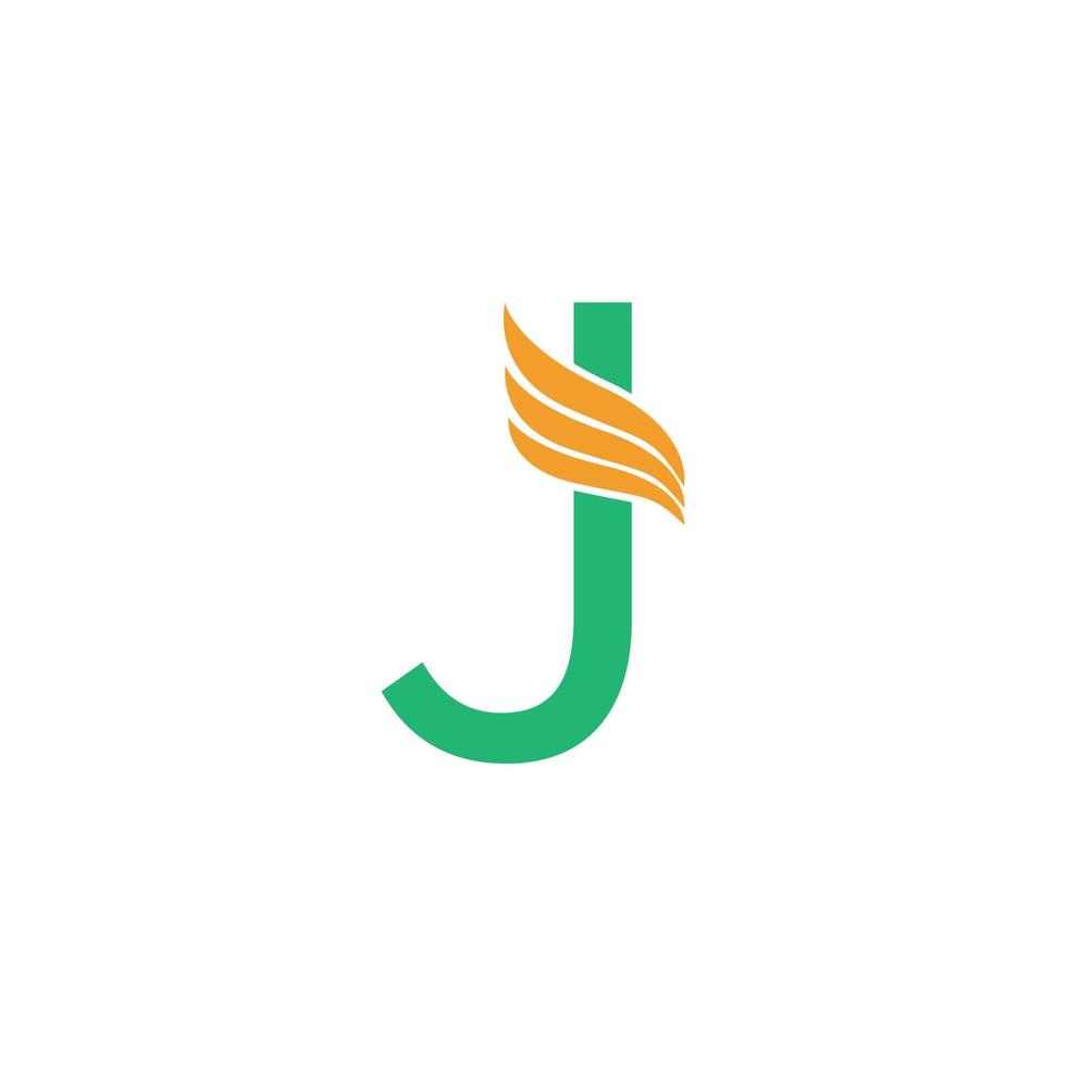 lettre j logo avec concept de conception d'icône d'aile vecteur