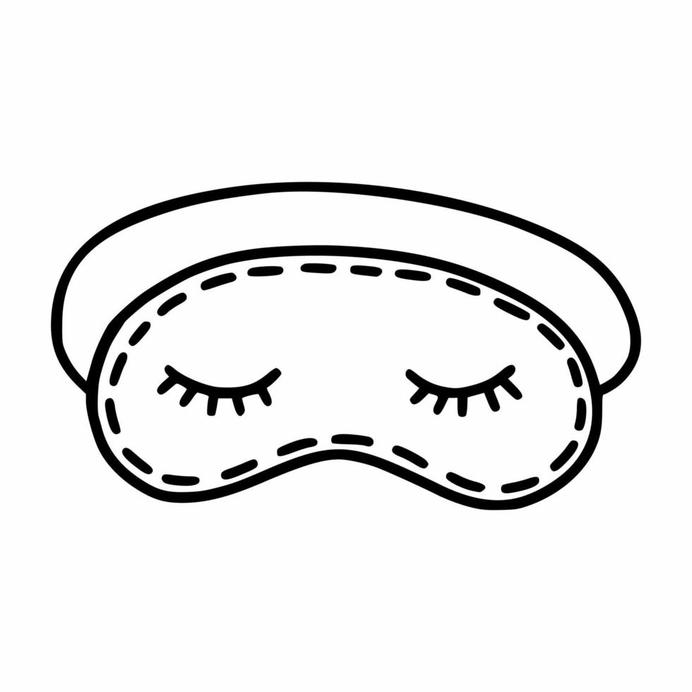 masque de sommeil de style doodle. icône de contour de vecteur. vecteur