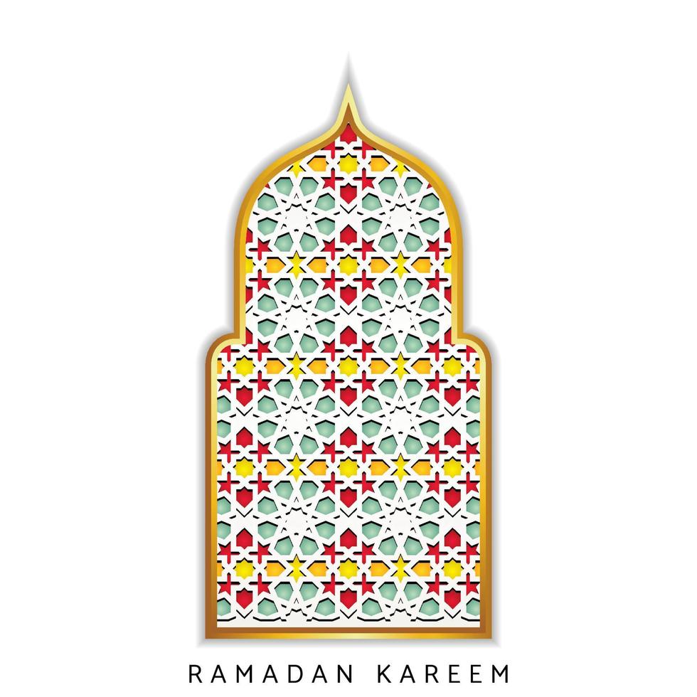 fond de ramadan kareem avec mosaïque islamique et fenêtre islamique vecteur