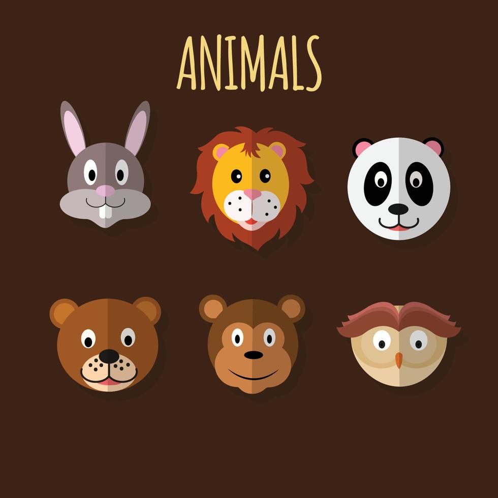 illustration de l'ensemble de visage d'animal vecteur