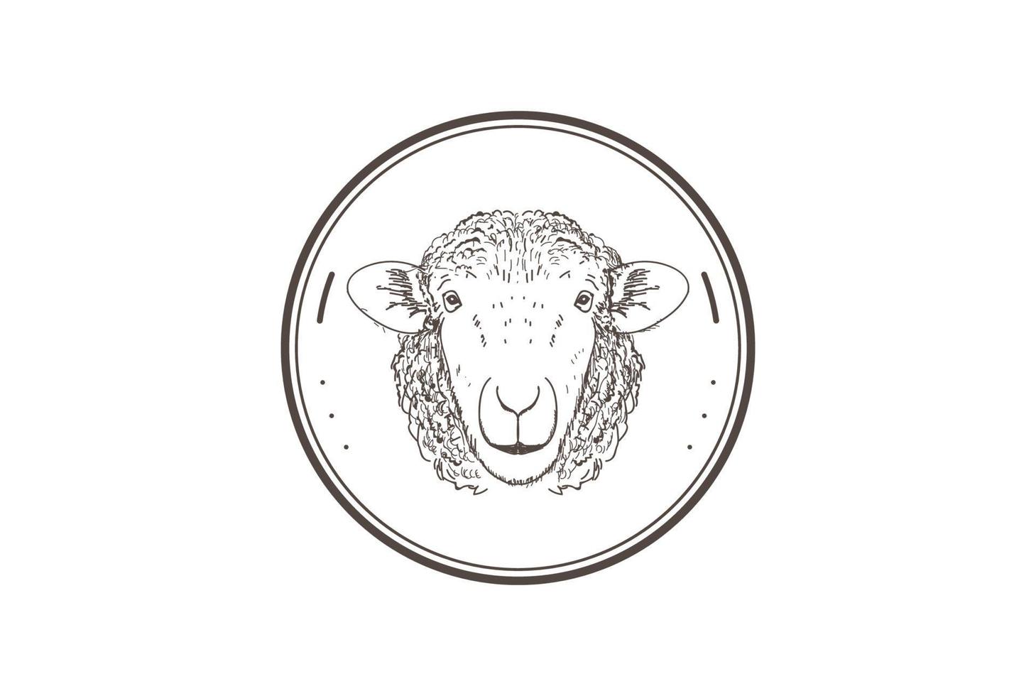vintage rétro mouton agneau élevage ferme insigne emblème timbre étiquette logo création vecteur