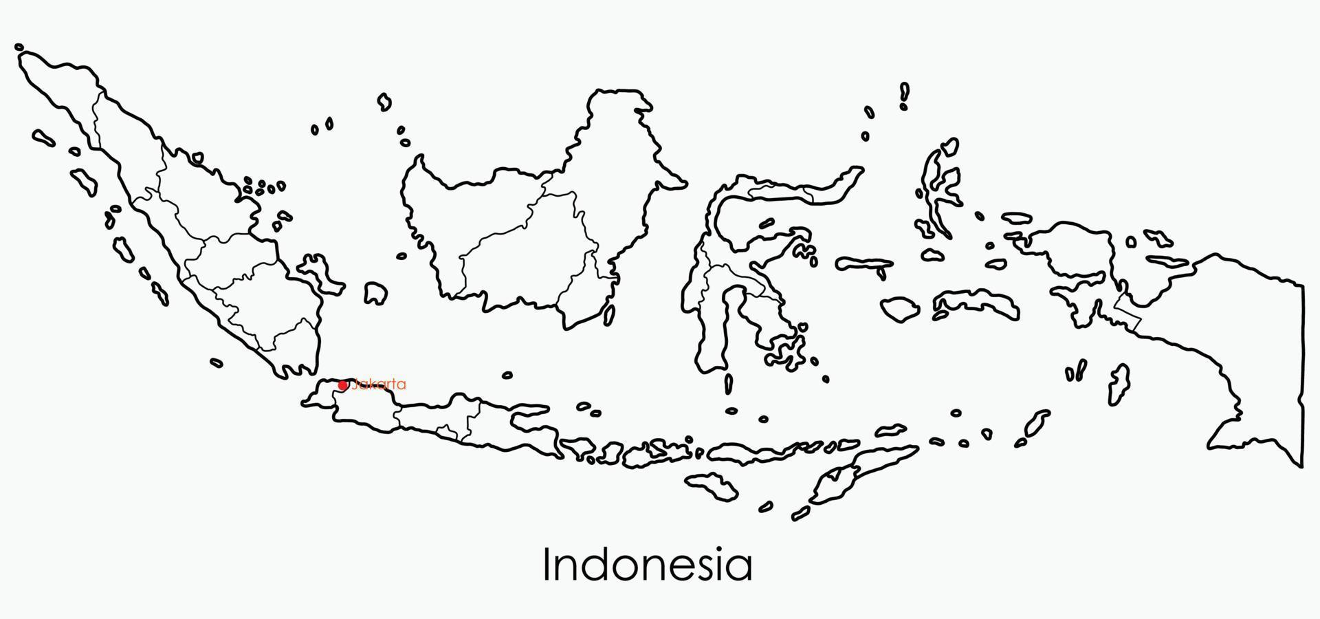 doodle carte de dessin à main levée de l'indonésie. vecteur