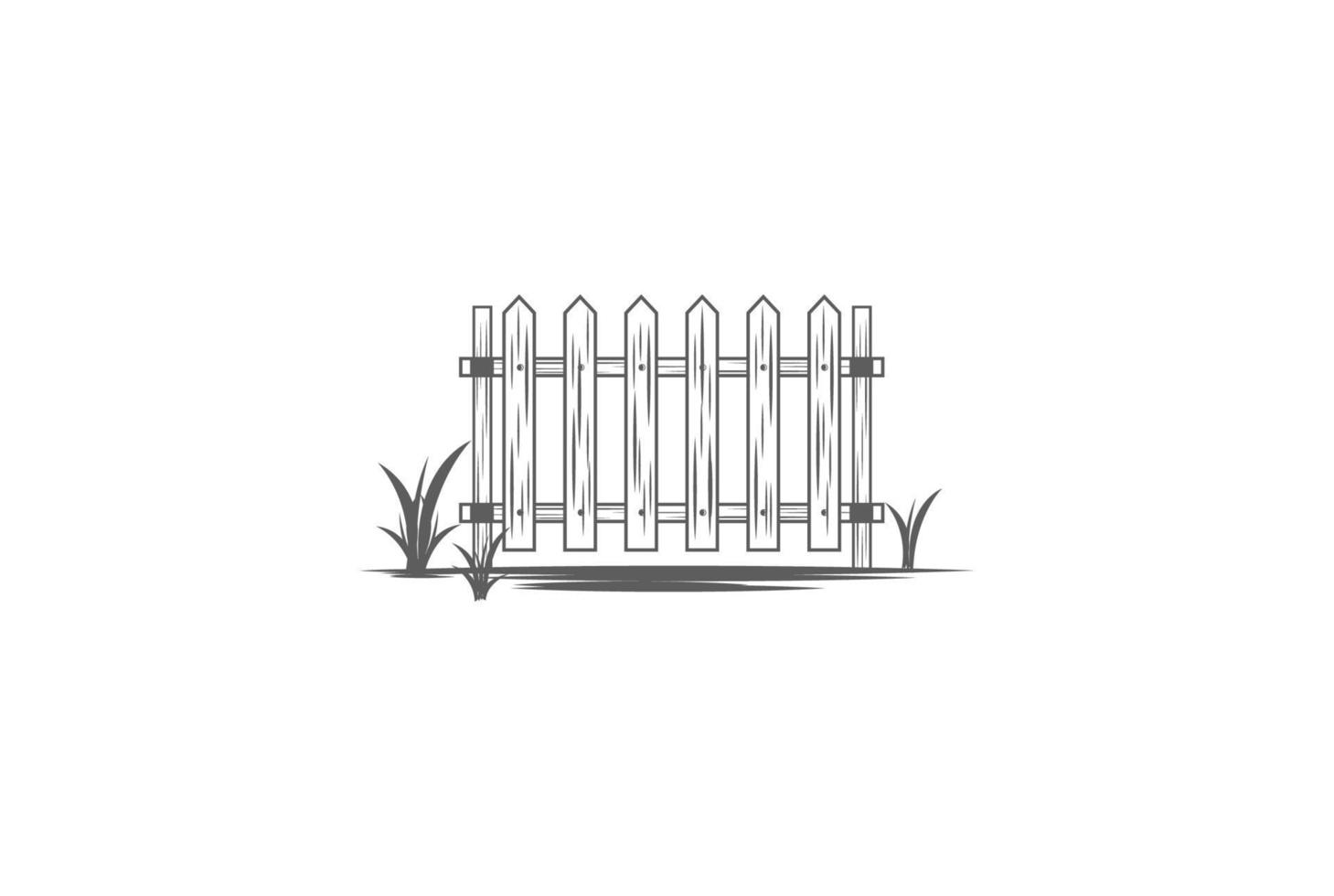 main dessiner une clôture en bois rustique pour le vecteur de conception de logo de jardin de parc de ferme