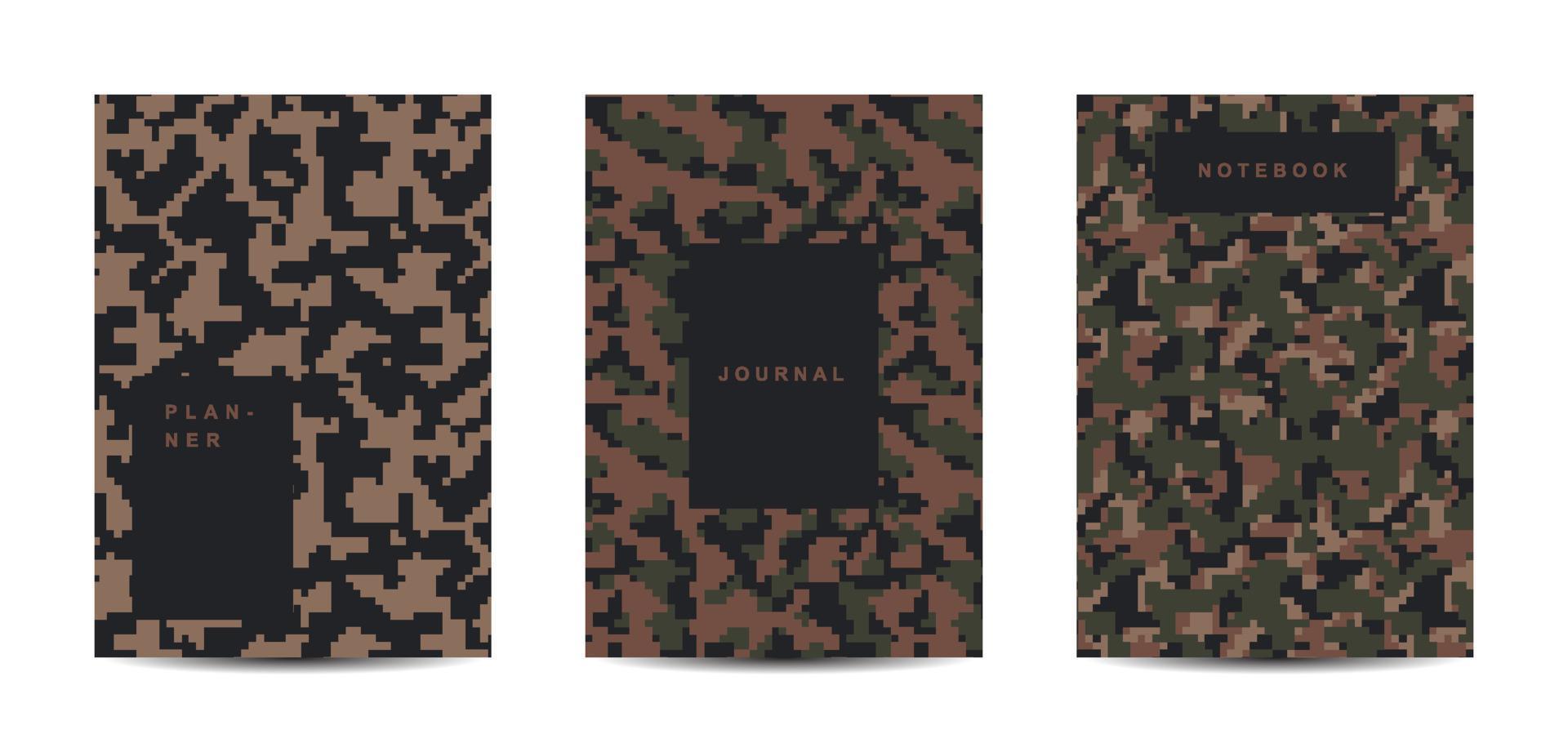 cahier à couverture abstraite camouflage militaire et armée vecteur