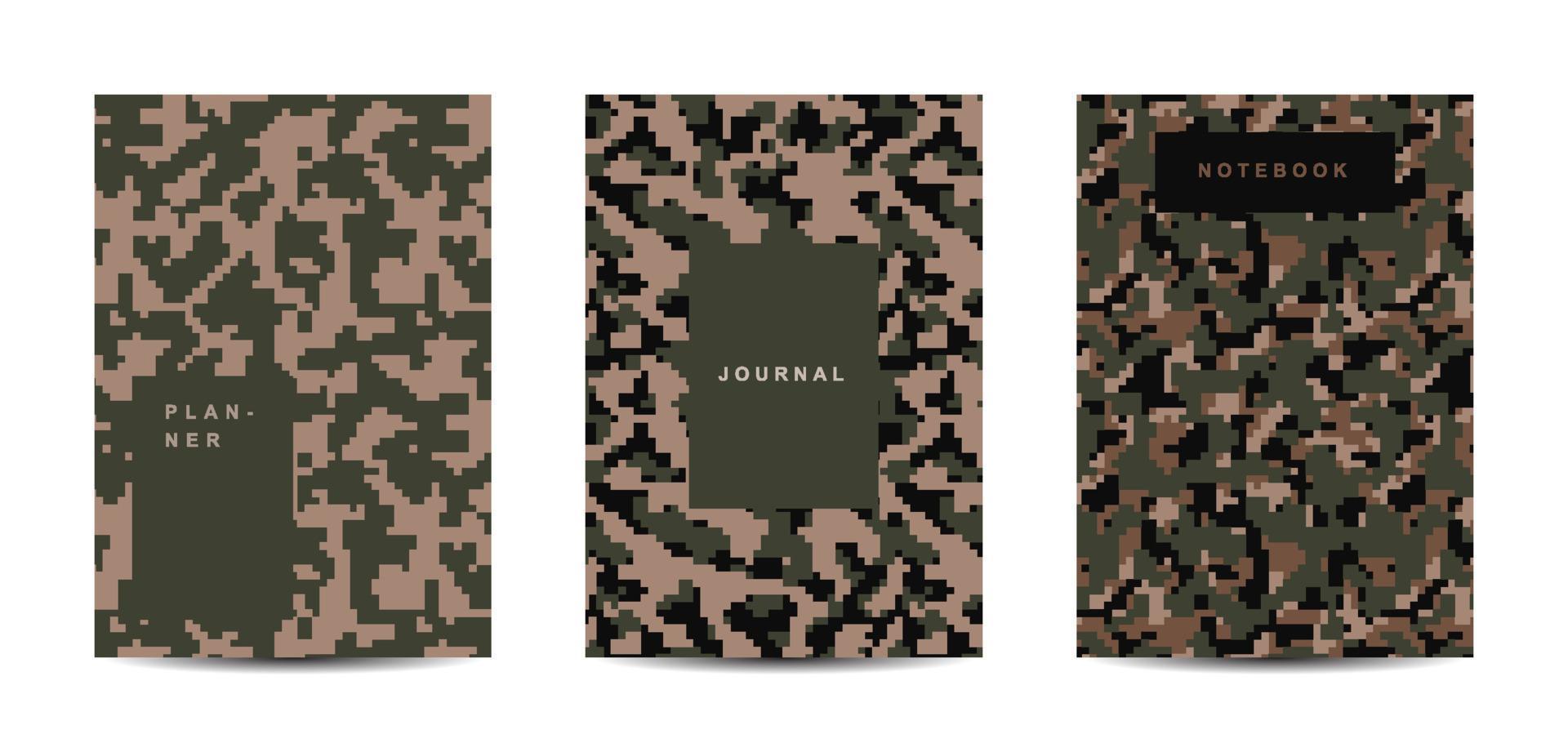 cahier à couverture abstraite camouflage militaire et armée vecteur