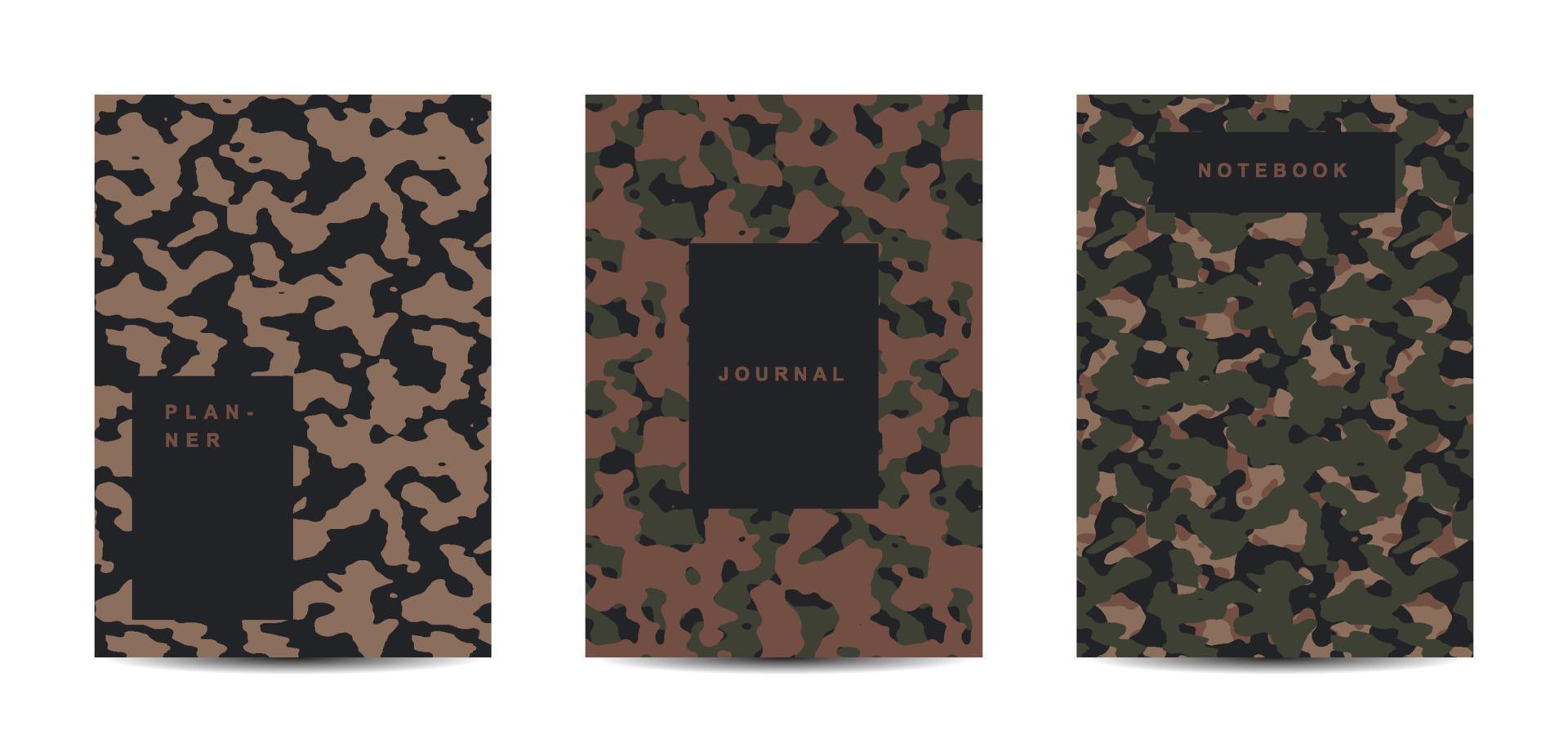 cahier à couverture abstraite camouflage militaire et armée vecteur