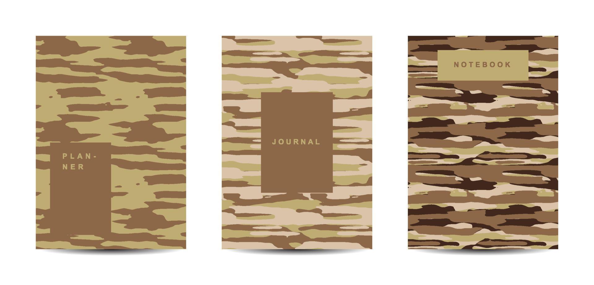 cahier à couverture abstraite camouflage militaire et armée vecteur