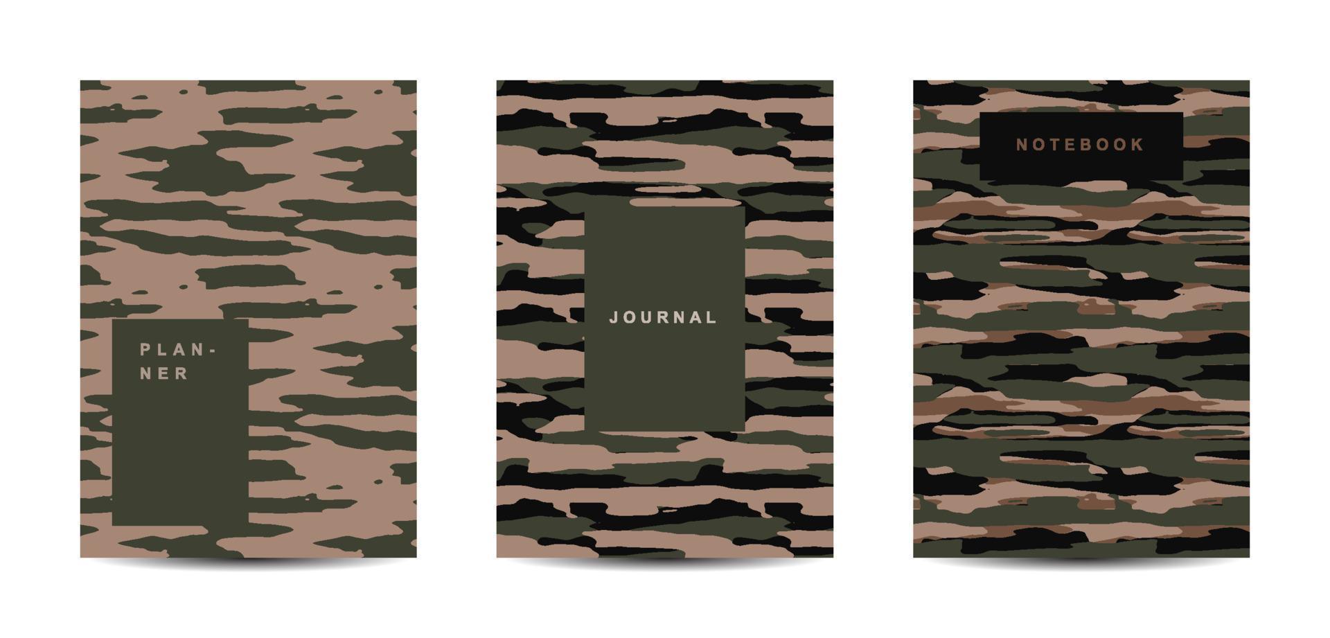 cahier à couverture abstraite camouflage militaire et armée vecteur