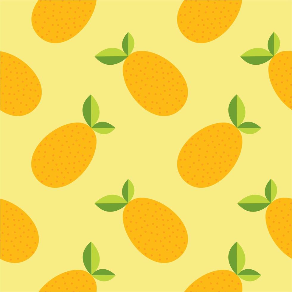 modèle sans couture d'agrumes kumquat, illustration vectorielle sur fond de couleur. motif de fruits composé de beaux kumquats répétés sans couture. fruit de motif coloré simple de kumquat sans soudure. vecteur