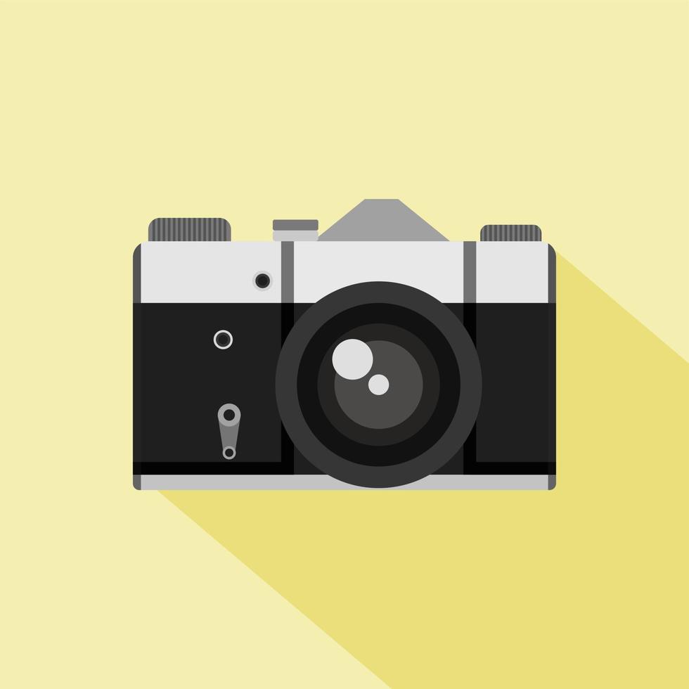 illustration vectorielle de caméra analogique design plat. appareil photo argentique vintage. image tonique de style rétro. concept minimaliste vecteur