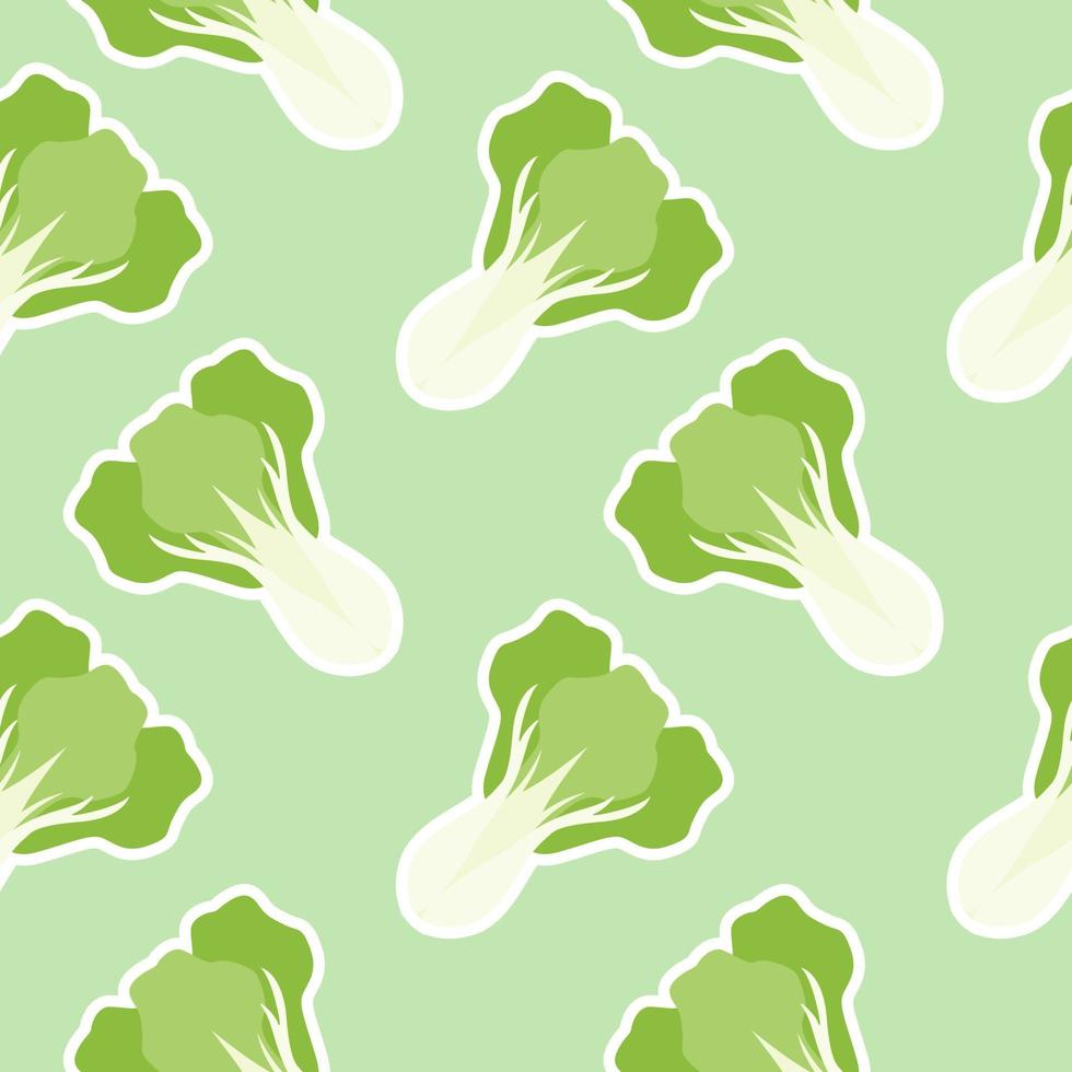 modèle sans couture de bok choy. l'illustration vectorielle végétalienne et végétarienne peut être utilisée pour les produits biologiques, la conception de menus, l'emballage, le livre de cuisine. vecteur