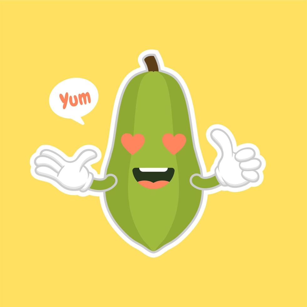 illustration vectorielle de conception plate de personnage de papaye mignon et kawaii. vitamines et nutrition de fruits tropicaux, aliments sains et ingrédient de boisson de jus vecteur