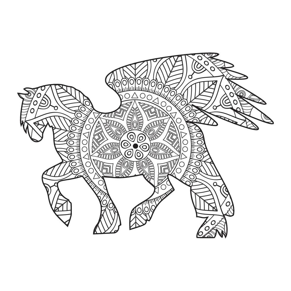 coloriage cheval mandala vecteur