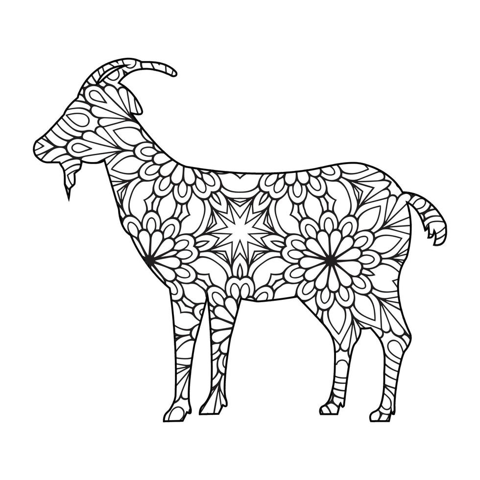 coloriage de chèvre mandala vecteur