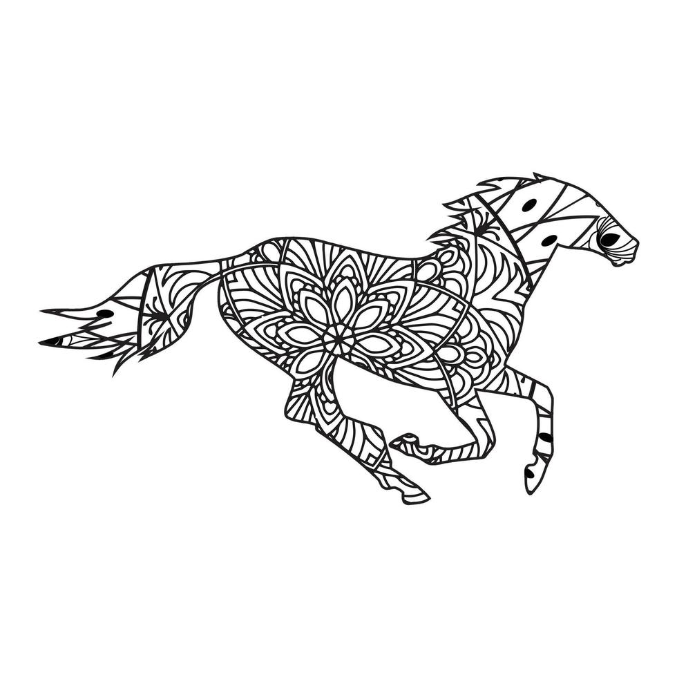 coloriage cheval mandala vecteur