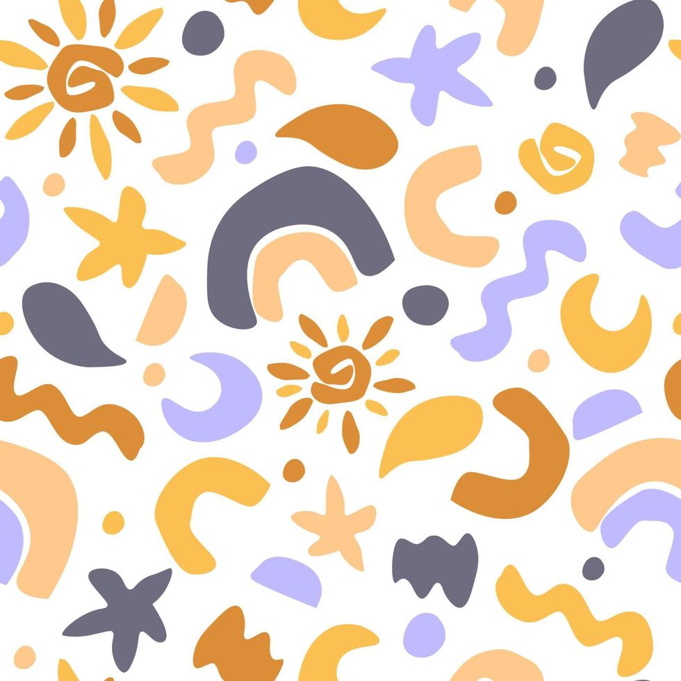 motif contemporain abstrait sans soudure. floral, imprimé floral avec arc-en-ciel, soleil, mois. graphiques vectoriels. vecteur