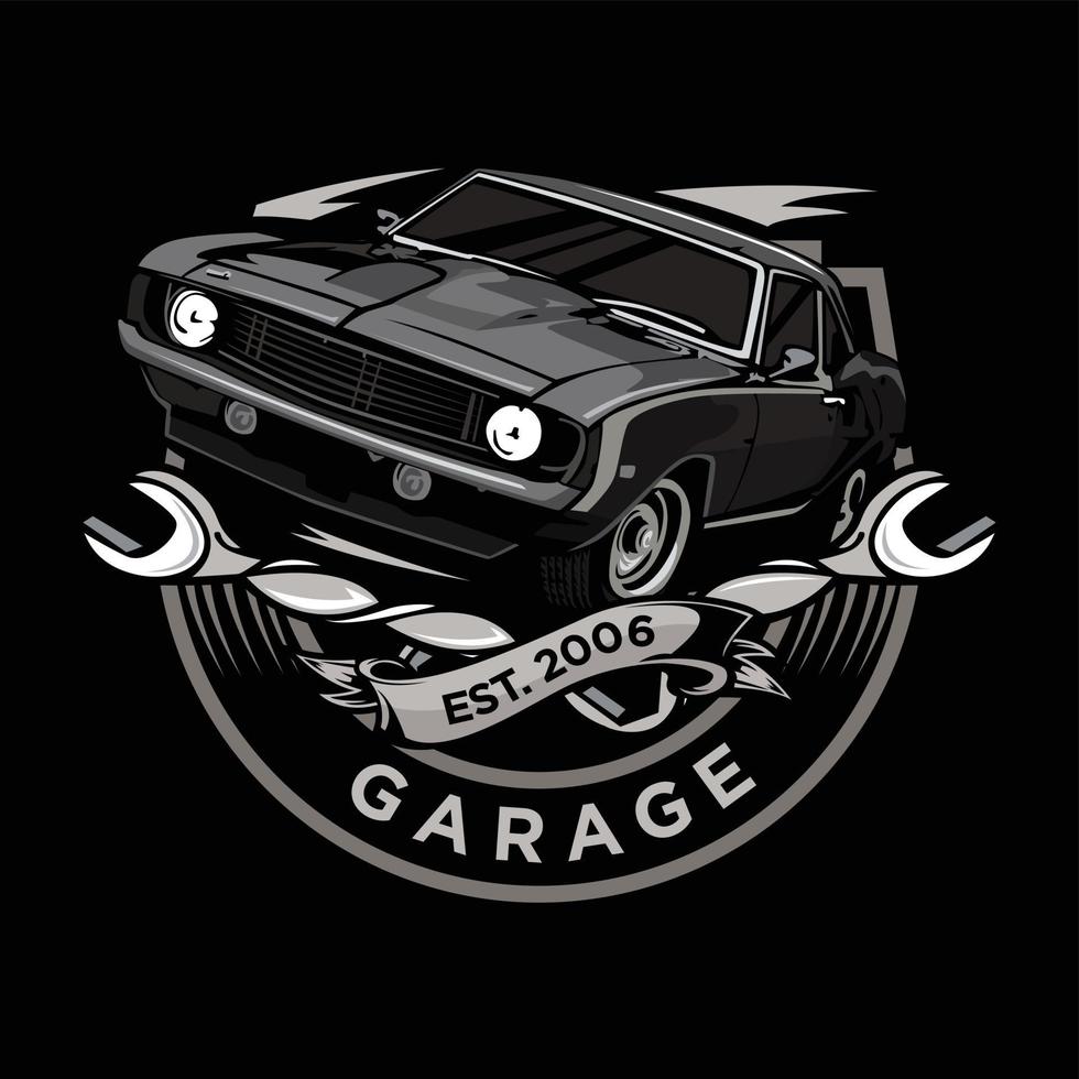 logo vectoriel de magasin de réparation automobile noir et blanc