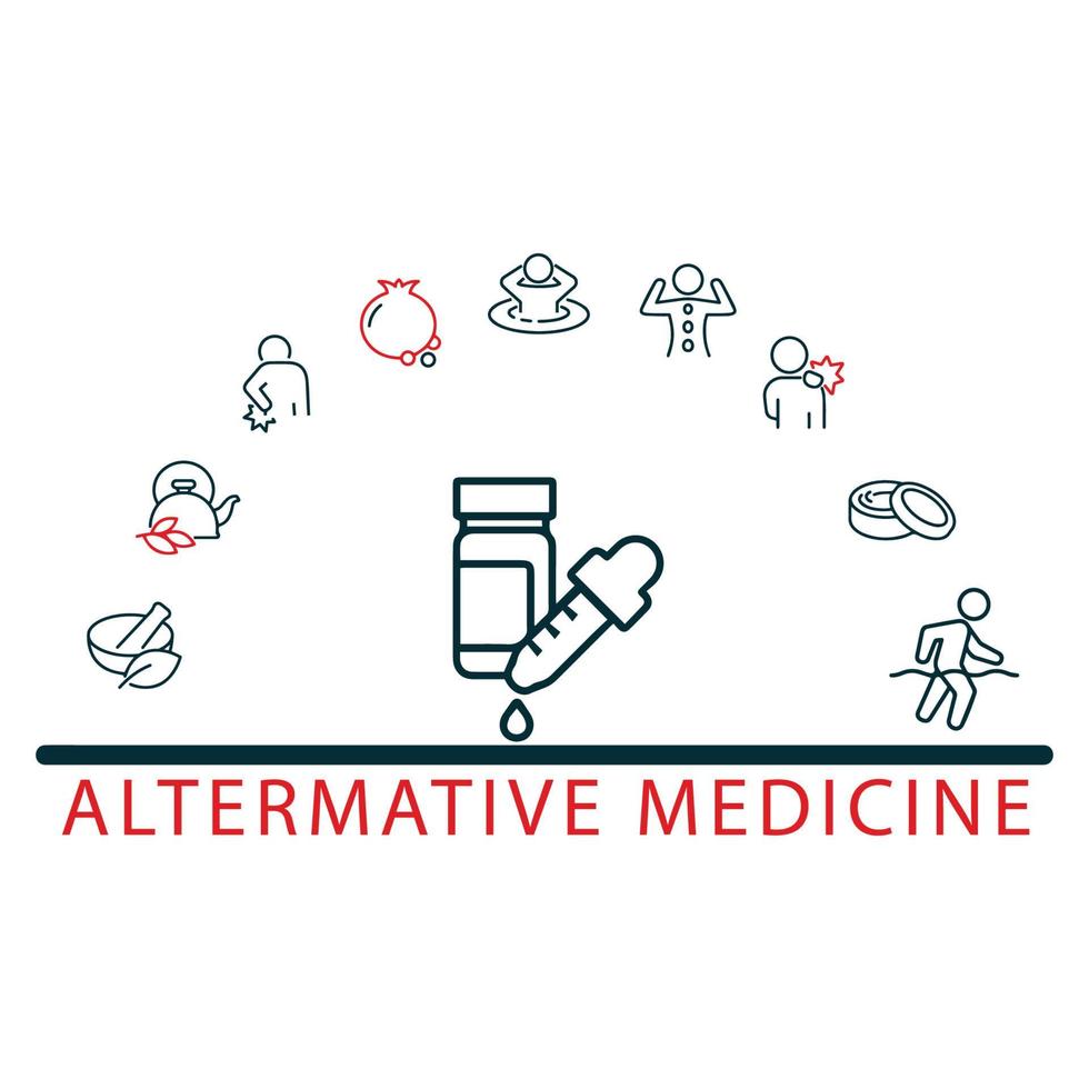 conception de vecteur d'icônes de médecine alternative