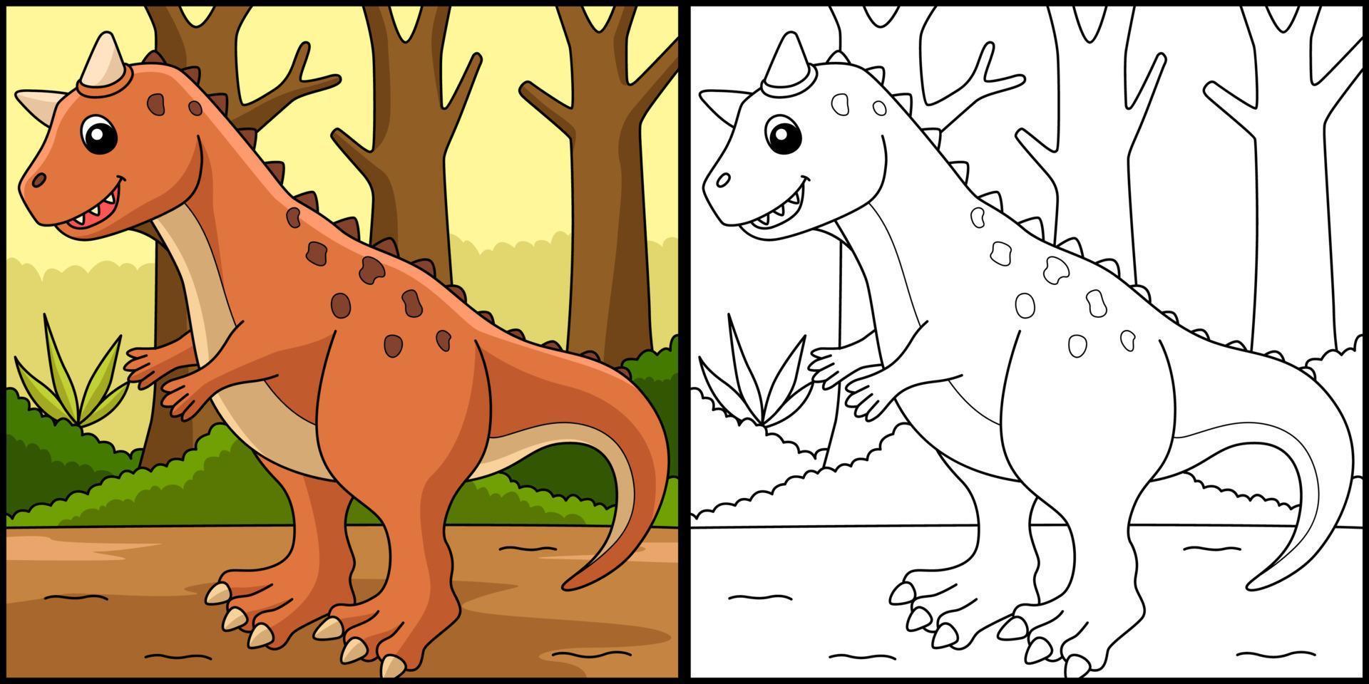 illustration de page de coloriage de dinosaure carnotaurus vecteur