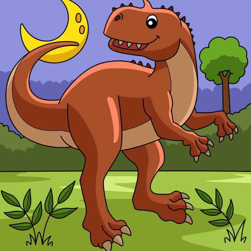 illustration de dessin animé coloré dinosaure rajasaurus vecteur