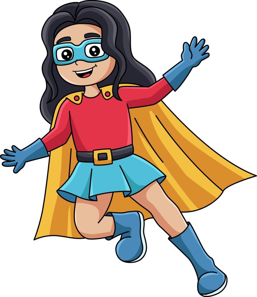 super héros fille dessin animé coloré clipart vecteur