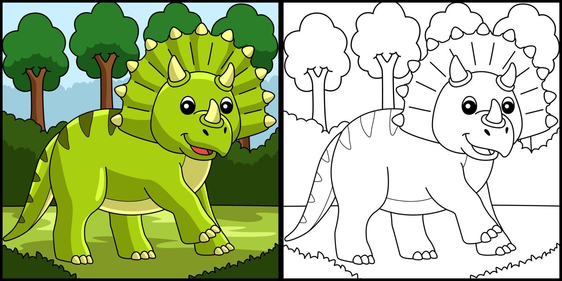 dinosaure tricératops coloriage illustration vecteur