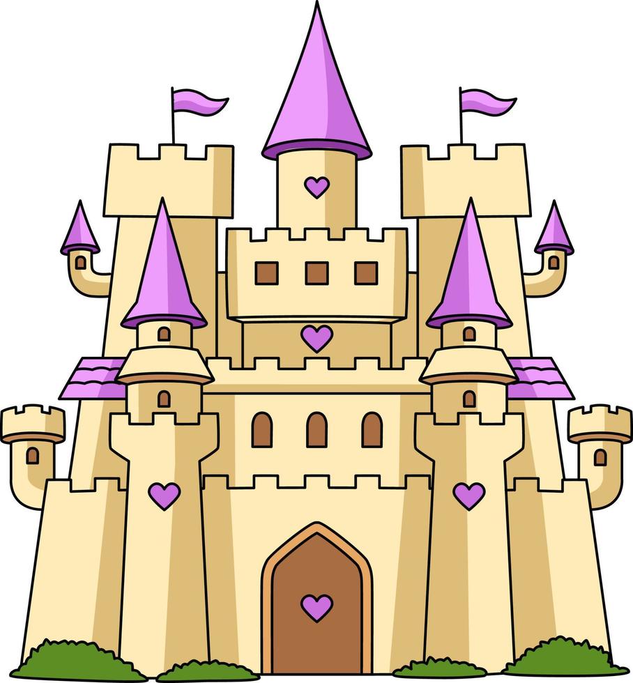 grand château dessin animé couleur clipart illustration vecteur