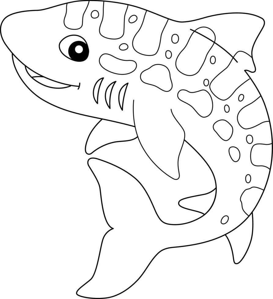 Page de coloriage de requin léopard isolée pour les enfants vecteur