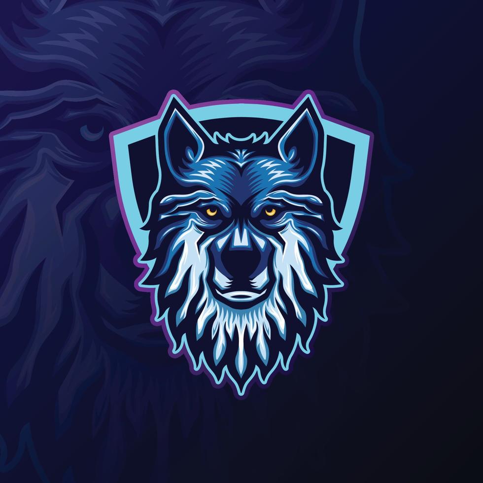 logo de l'équipe de mascotte de loup esports vecteur