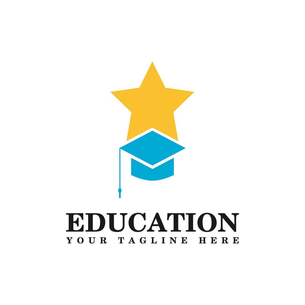 création de logo d'éducation avec combinaison d'étoile et de casquette de graduation vecteur