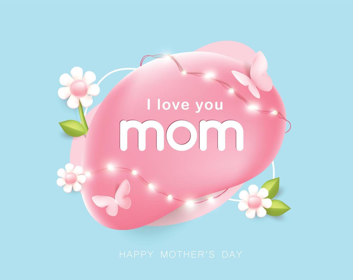 mise en page de fond de bannière affiche fête des mères avec badges et fleur vecteur