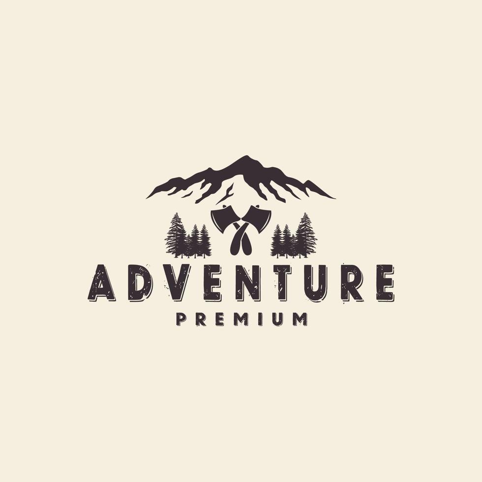 aventure montagne camping hache logo vecteur icône symbole illustration conception