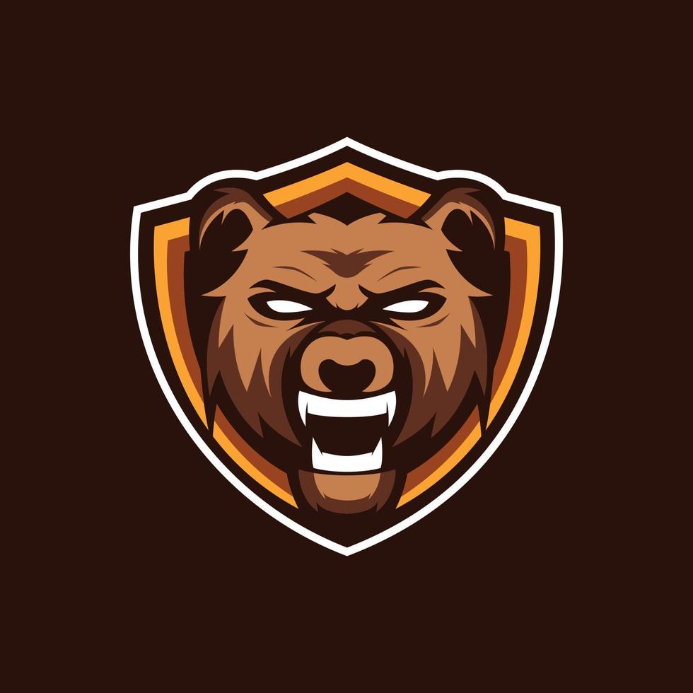 logo de mascotte de bouclier d'ours vecteur