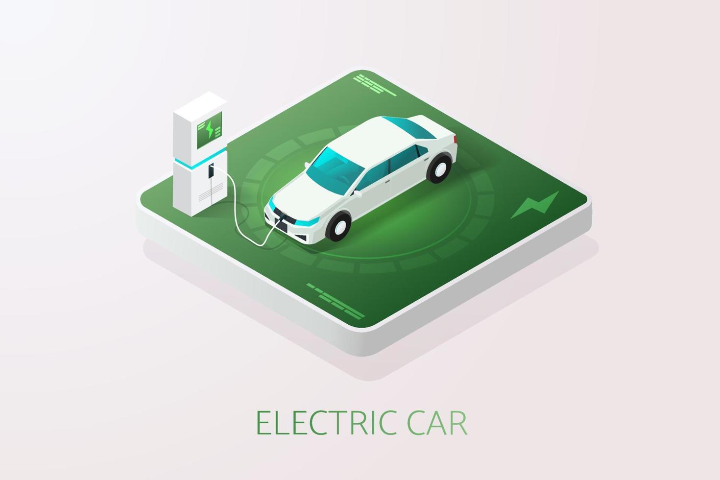 la technologie de voiture ev ou la voiture électrique chargent la batterie à la station de charge. vecteur