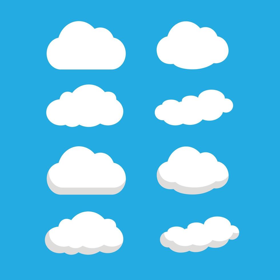 icône de nuage bleu blanc avec ombre vecteur