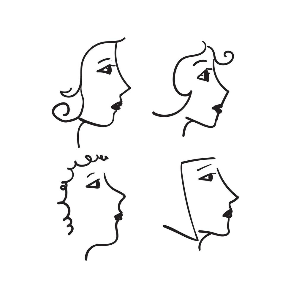 symbole d'illustration de visage de femme doodle dessiné à la main pour la journée internationale de la femme vecteur