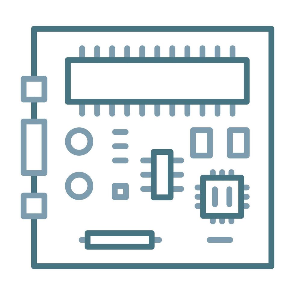 icône de deux couleurs de ligne de carte mère vecteur