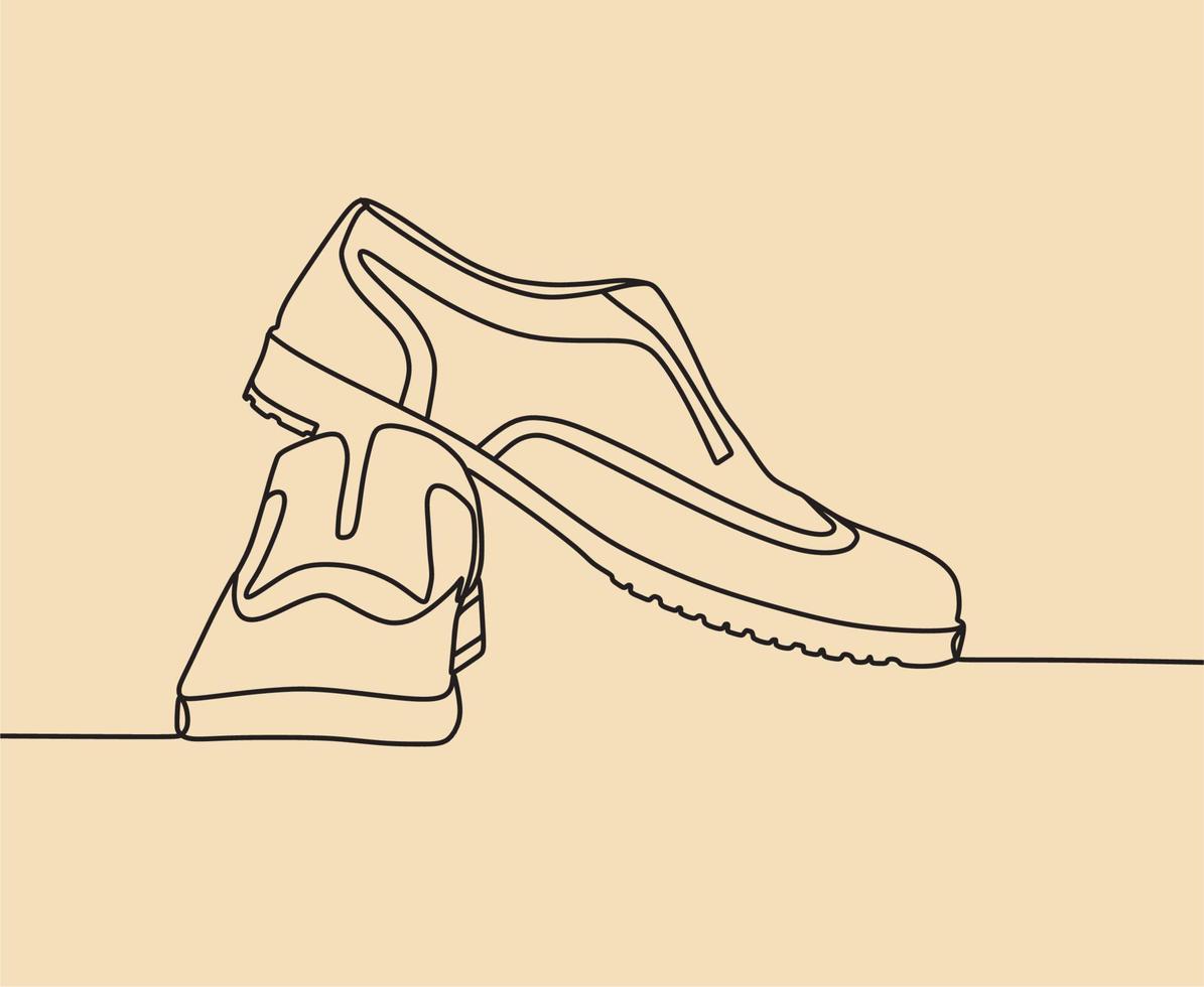 dessin au trait continu sur les chaussures vecteur